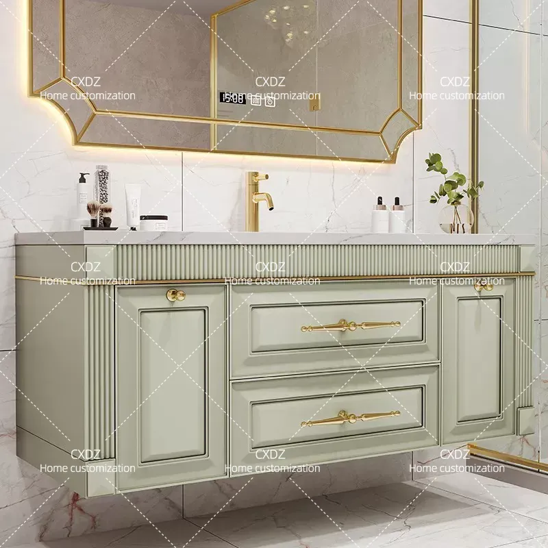 American Oak Rock Slab Seamles - Home Bathroom Vanity Combo recension och pris